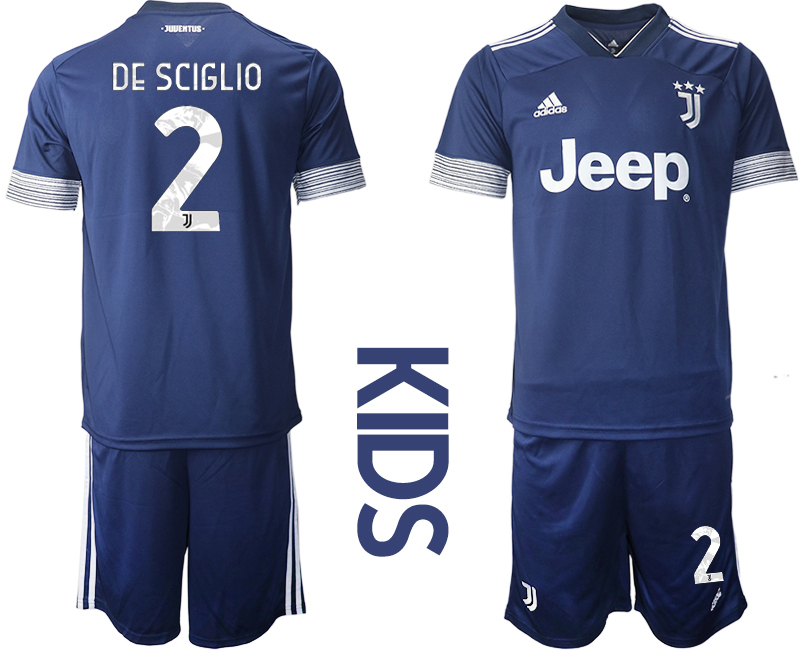 Youth 2020-2021 club Juventus away blue #2 Soccer Jerseys